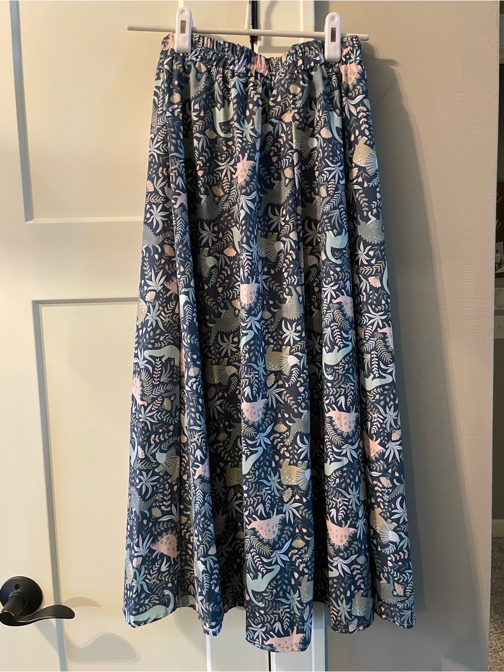 Women's Navy Floral Maxi Skirt - Blue & Pink Pattern